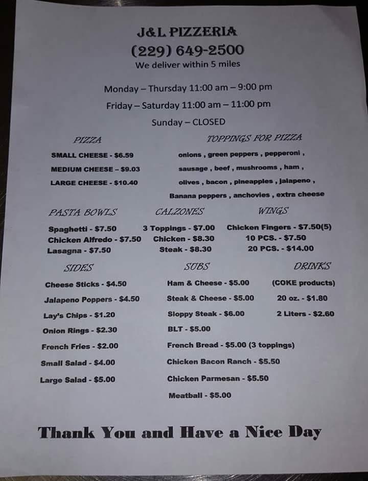 J & L Front Porch Pizzeria Menu image 3